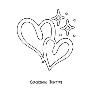 Desenho para colorir de 2 corações bonitos juntos