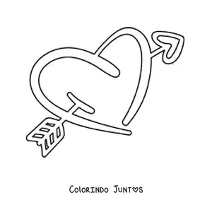Desenho para colorir de coração com flecha