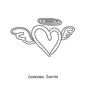 Desenho para colorir de coração com asas simples