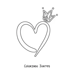 Desenho para colorir de coração grande com uma coroa