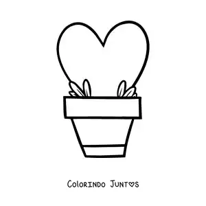 Desenho para colorir de planta em forma de coração