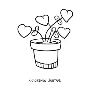 Desenho para colorir de planta com corações
