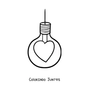 Desenho para colorir de lâmpada em forma de coração