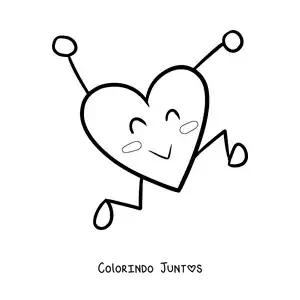 Desenho para colorir de coração animado feliz