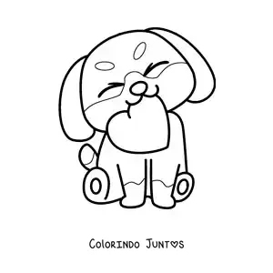 Desenho para colorir de fofo cachorrinho segurando um coração