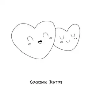 Desenho para colorir de dois corações animados bonitos juntos