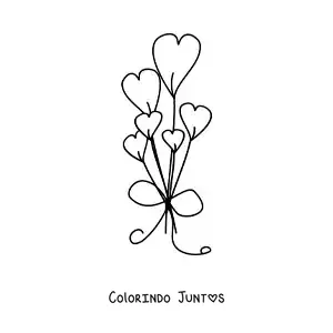 Desenho para colorir de buquê de corações