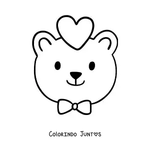 Desenho para colorir de urso com um coração e uma gravata-borboleta