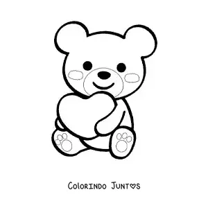 Desenho para colorir de urso grande com um coração