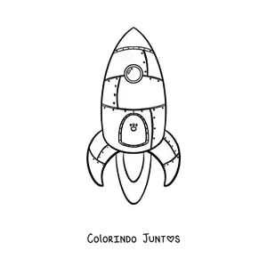 Desenho para colorir de um foguete espacial voando para cima