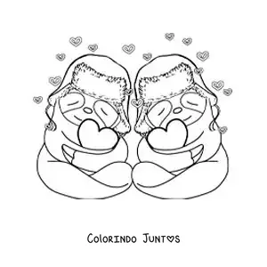Desenho para colorir de casal de preguiças animadas apaixonadas