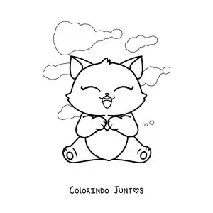 Desenho para colorir de gatinho fofo sentado com um coração