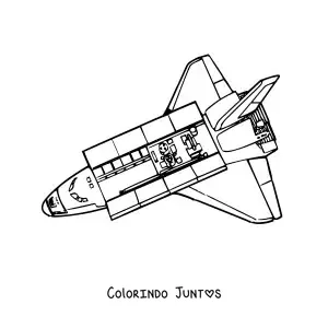 Desenho para colorir de um foguete realista por dentro