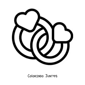 Desenho para colorir de anéis de corações entrelaçados