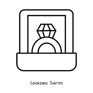 Desenho para colorir de anel de diamante em uma caixa