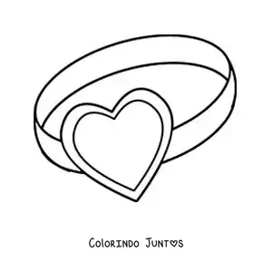 Desenho para colorir de anel de coração