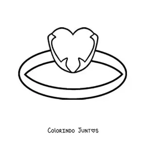 Desenho para colorir de anel de coração grande
