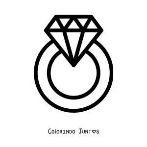 Desenho para colorir de anel de diamante fácil