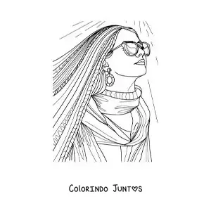 Desenho para colorir de linda garota tumblr de óculos