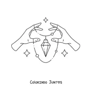 Desenho para colorir de mãos segurando um colar