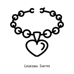 Desenho para colorir de colar de coração para meninas