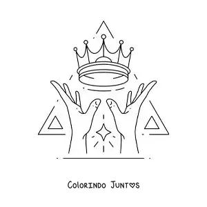 Desenho para colorir de duas mãos com uma coroa