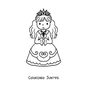 Desenho para colorir de princesa animada com sua coroa