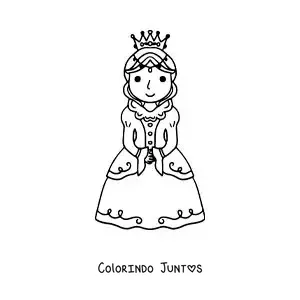 Desenho para colorir de rainha animada com sua coroa