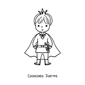 Desenho para colorir de príncipe animado com sua coroa