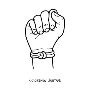Desenho para colorir de uma mão com uma pulseira de fio