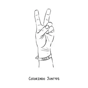 Desenho para colorir de uma mão com uma pulseira