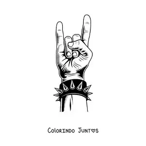 Desenho para colorir de uma mão com um bracelete de rock