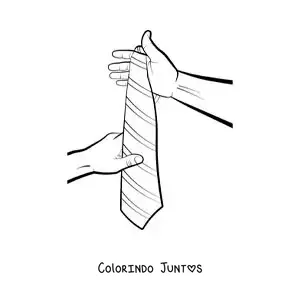 Desenho para colorir de duas mãos segurando uma gravata