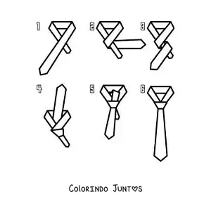 Desenho para colorir de passos para dar o nó de uma gravata