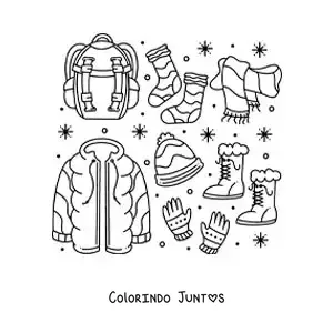 Desenho para colorir de cachecol com casaco para a neve