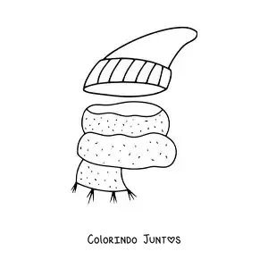 Desenho para colorir de cachecol e gorro