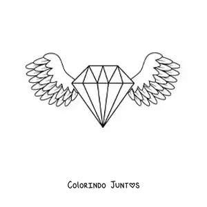 Desenho para colorir de um diamante com asas de anjo