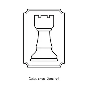 Desenho para colorir de peça da torre do xadrez