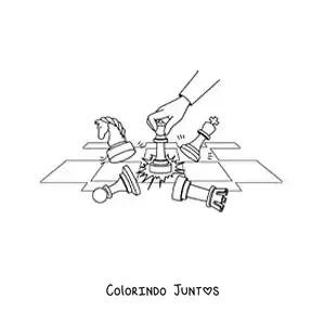 Desenho para colorir de jogada de xadrez