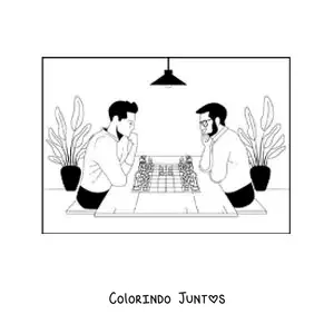Desenho para colorir de dois homens jogando xadrez
