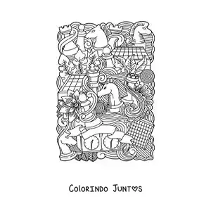 Desenho para colorir de arte de xadrez