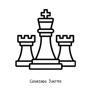 Desenho para colorir de 3 peças de xadrez
