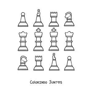 Desenho para colorir de peças de xadrez