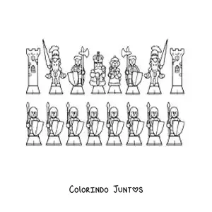 Desenho para colorir de peças do xadrez em desenho