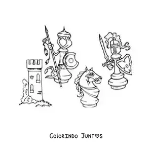 Desenho para colorir de desenhos das peças do xadrez
