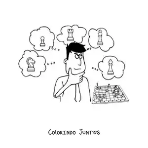 Desenho para colorir de desenho de um homem jogando xadrez