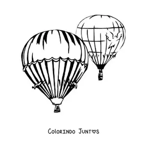 Desenho para colorir de dois baloes de ar quente flutuando