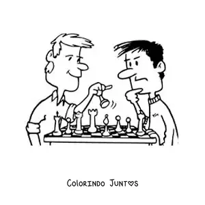 Desenho para colorir de desenho de dois homens jogando xadrez