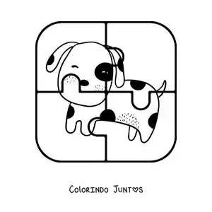 Desenho para colorir de quebra-cabeça recortável de 4 peças de um cachorro de desenho