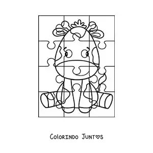 Desenho para colorir de quebra-cabeça recortável de uma girafa de desenho